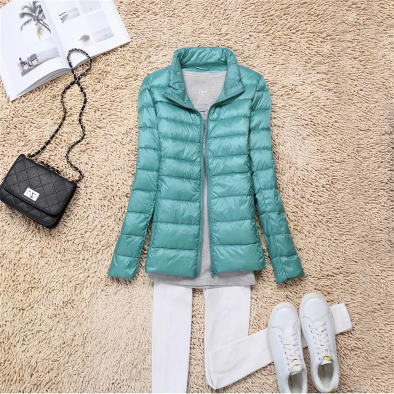 Jaqueta de pato branco para mulheres, parka feminina, casaco ultraleve, outwears de sopro quente, tops curtos, outono, inverno, 2022