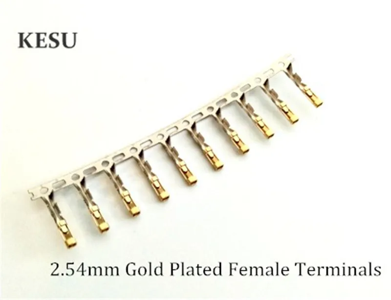 

Female 2.54mm Dupont half gold plated Terminals crimp Pins for PC Cable Power male Connector shell