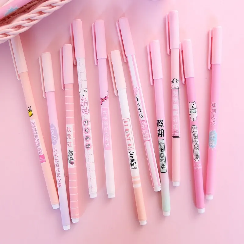 40 Pcs Mooie Meisje Neutrale Pen Creatieve Kleine Verse Tekst Cartoon Pen 0.5 Mm Student Schrijven Gereedschap Kawaii Schoolbenodigdheden