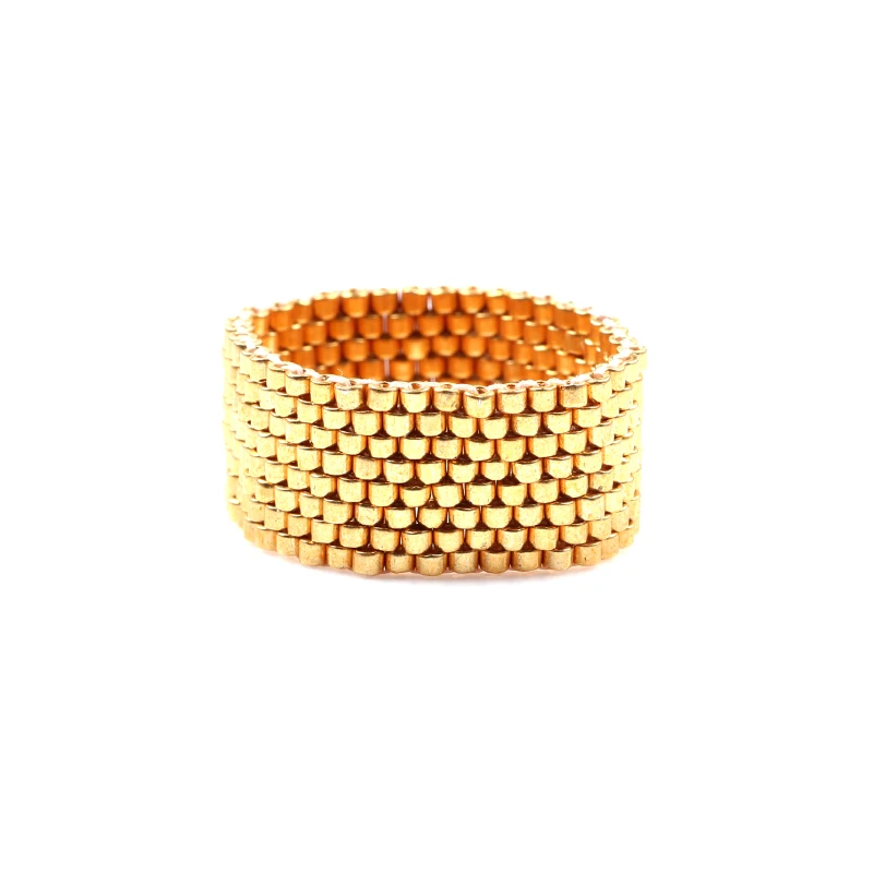 Fairywoo Boho Beach Ethnic Skeleton King Woven Ring Set Woman Man Golden Miyuki Beaded Handmade Friendship Ring For Jewelry Gift