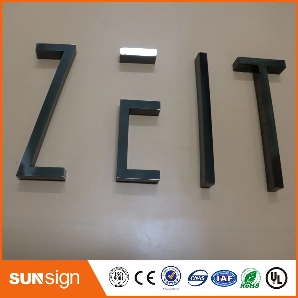 Custom Teken Roestvrij Staal Teken Letters Spiegel Gepolijst Chroom Zilver Letters