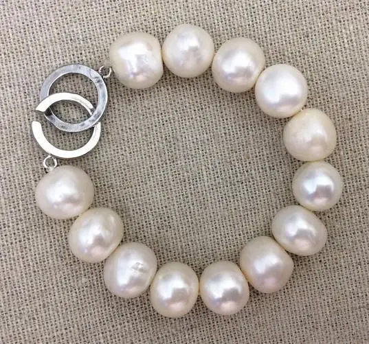 Perfect Pearl Bracelet, 10-14MM White Color Large Freshwater Pearl Bracelet,Wedding,Birthday,Love,Jewelry