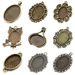 10pcs/lot Pendant Blank Settings Cabochons Bases Bezel Tray DIY Jewelry Making 18x25mm Charm Cabochon Cameo For Pendant Necklace