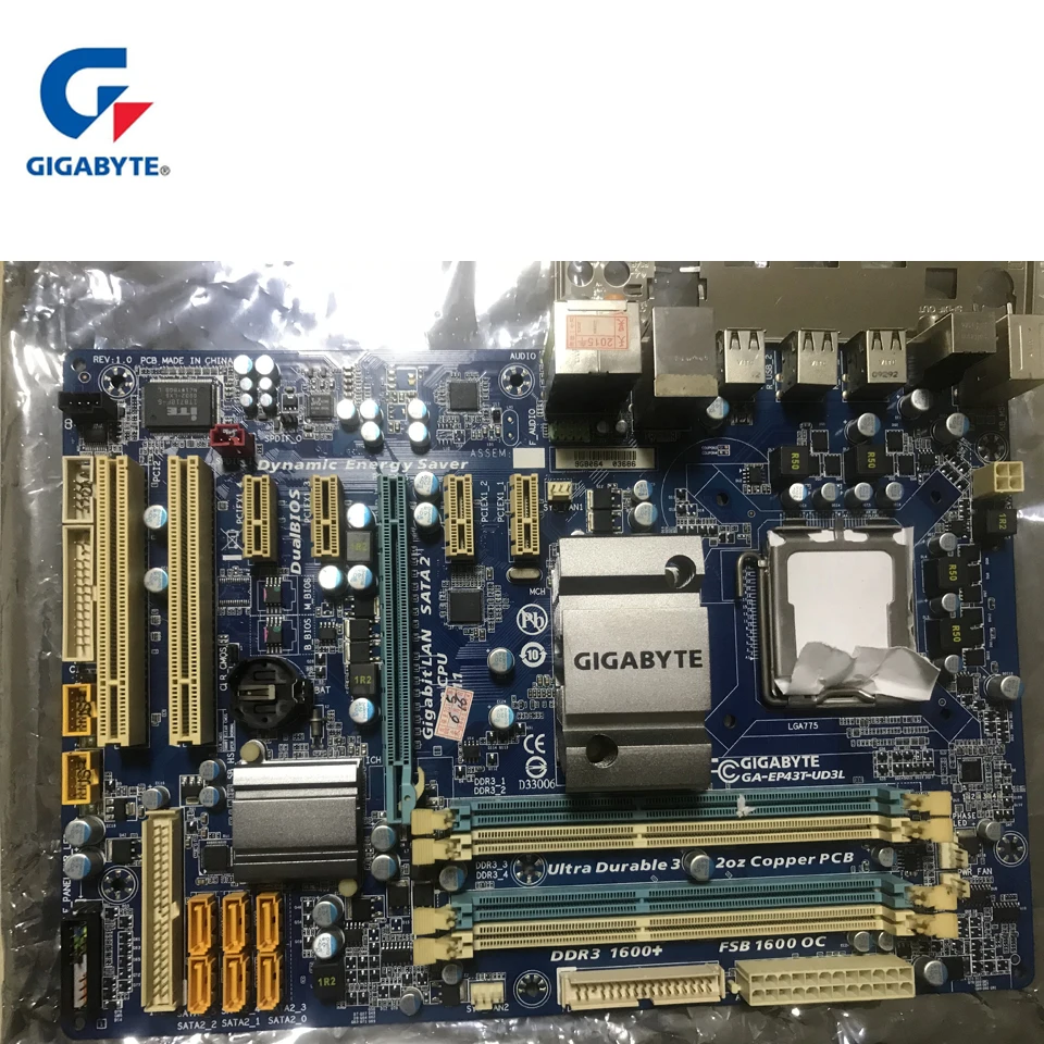 Gigabyte GA-EP43T-UD3L 100% เดิมเมนบอร์ด LGA 775 DDR3 USB2.0 16G P43 EP43T-UD3L เดสก์ท็อปบอร์ดหลัก Systemboard ใช้