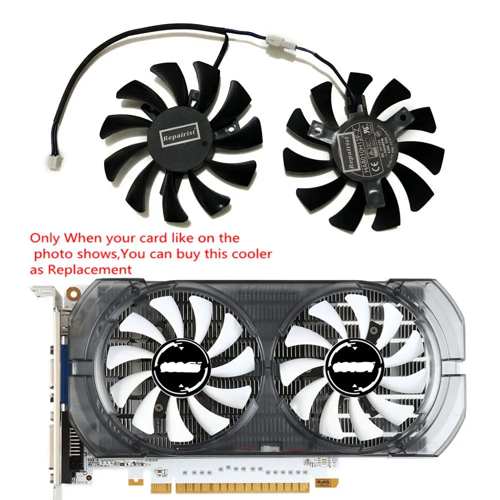 2Pcs/Set,75MM,2Pin,GPU Graphics Card Fan,HA8010H12F-Z,For MSI N GTX 750 N750Ti-2GD5TOCV1 N750Ti-2GD5OC,For MSI CMP 30HX MINER XS