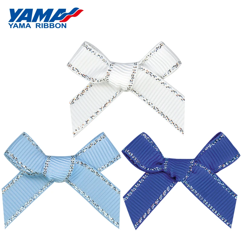 YAMA-Hand-Tied Plaid Ribbon, Hand-Tied Bow, Grosgrain Gold and Silver Edge, Suitable for Baby Gifts, 37mm ± 3mm, 33mm ± 3mm, 200