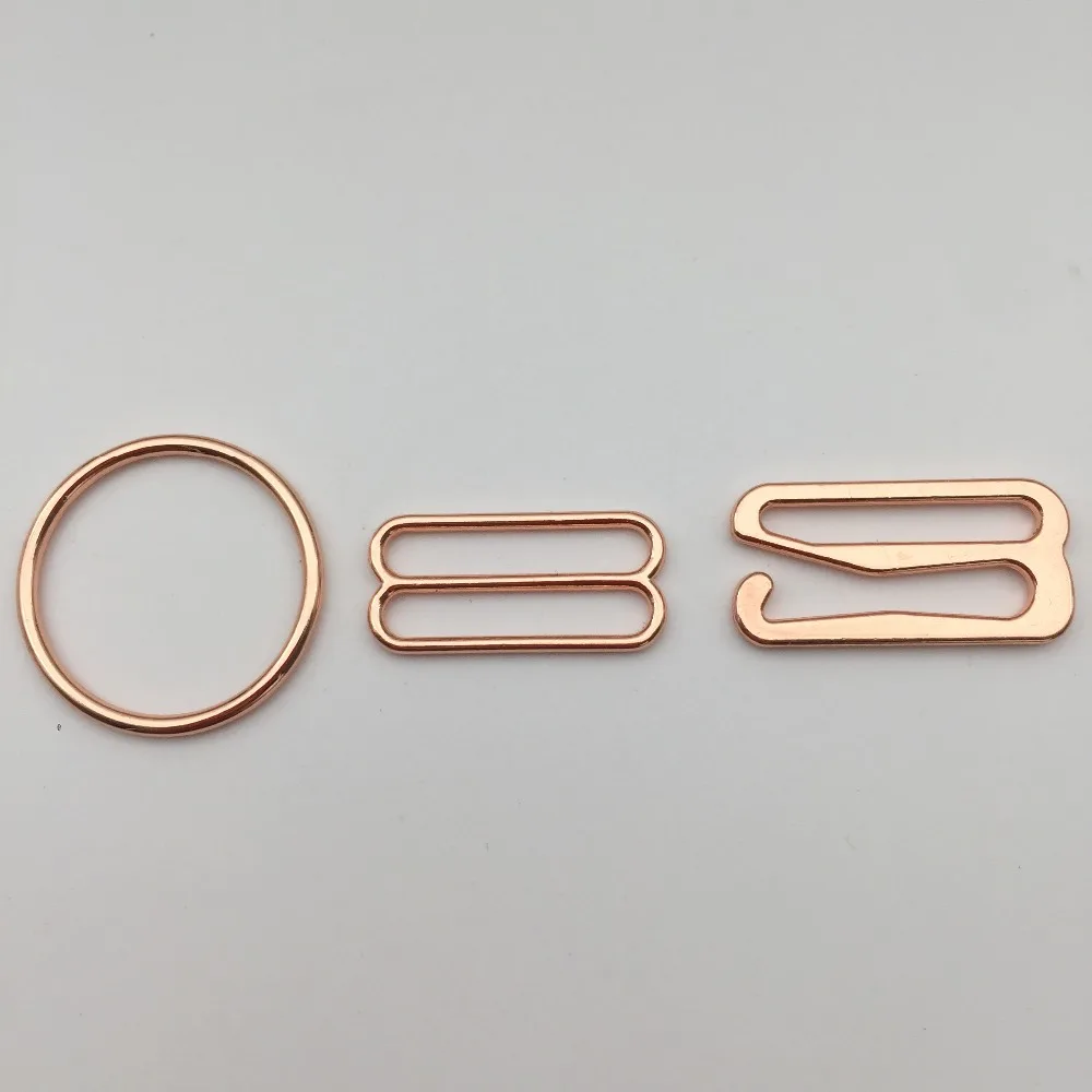 

High quality 100pcs/lot Rose Gold alloy metal clip bra ring slider nickel and lead free