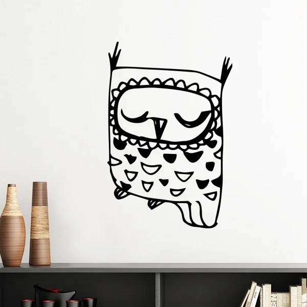 Cartoon Owl Animal Portrayal  Line Sketch Removable Wall Sticker Art Decals Mural DIY Wallpaper for Room Decal