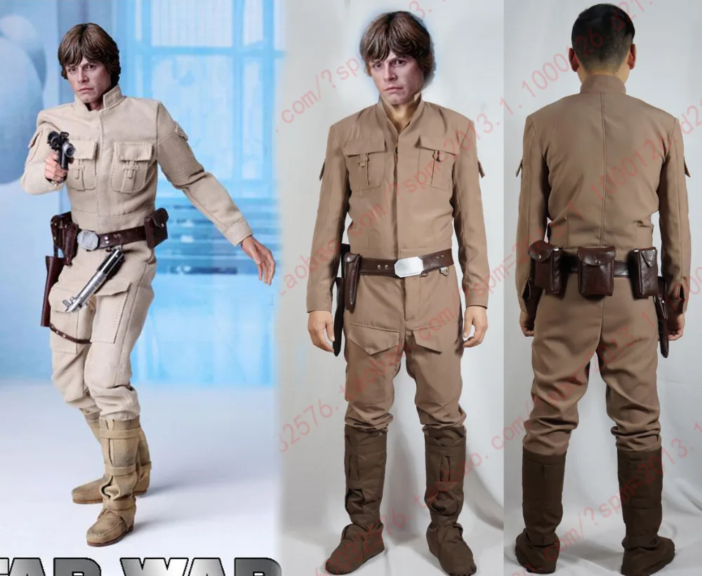 Luke Skywalker Cosplay Costume with shoe covers and waist bag 11