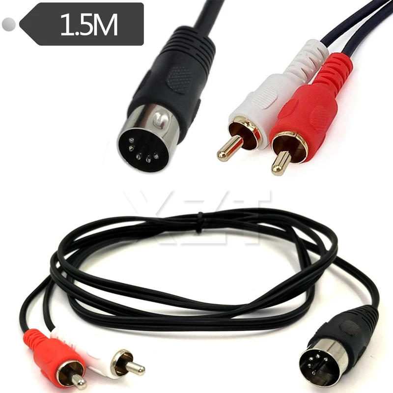 5-Pin DIN męski kabel MIDI do 2 podwójne złącze męskie RCA Adapter 0.5m/1.5m 5pin 2RCA przewód Audio dla Naim Quad System Stereo głośnik