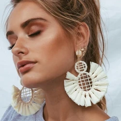 New Trendy Exaggerated Big Style Tassel Earrings BOHEMIA Earrings for Women Luxury Wedding Preferred Love Grass Gift 2024