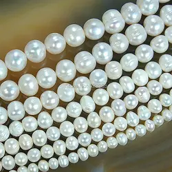 High Quality Natural Freshwater White Pearl Round Beads 15