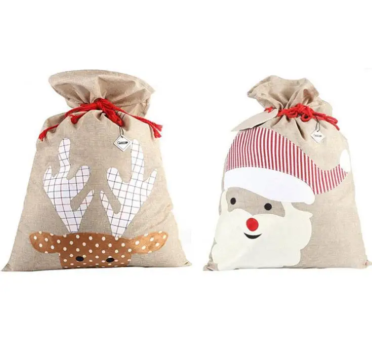 

100pcs/lot new arrival popular Christmas santa sack burlap santa gift bags santa sack for Christmas SN1984