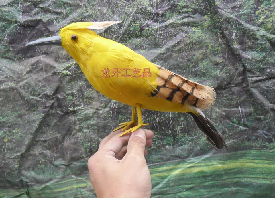 

simulation woodpecker toy polyethylene & furs yellow bird doll gift about 30cm 2175