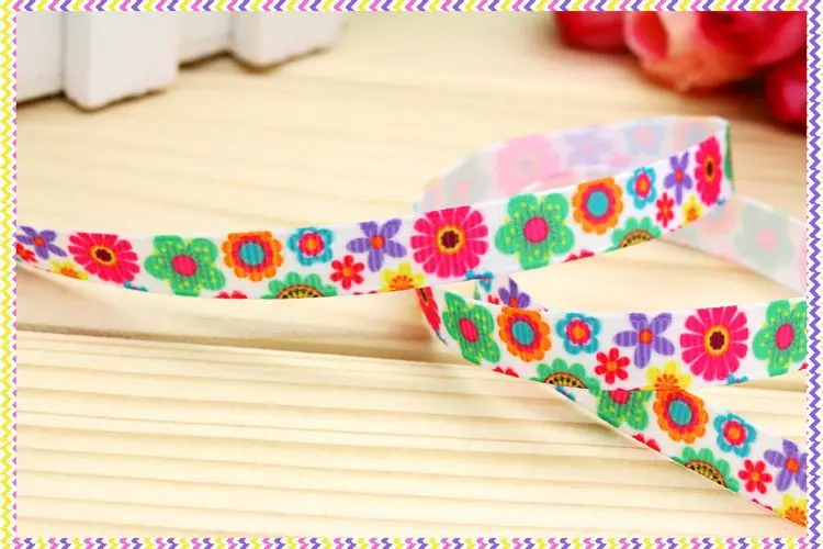 DHK 3/8'' 5yards flowers printed grosgrain ribbon headwear hair bow diy party decoration OEM Wholesale 9mm C1310