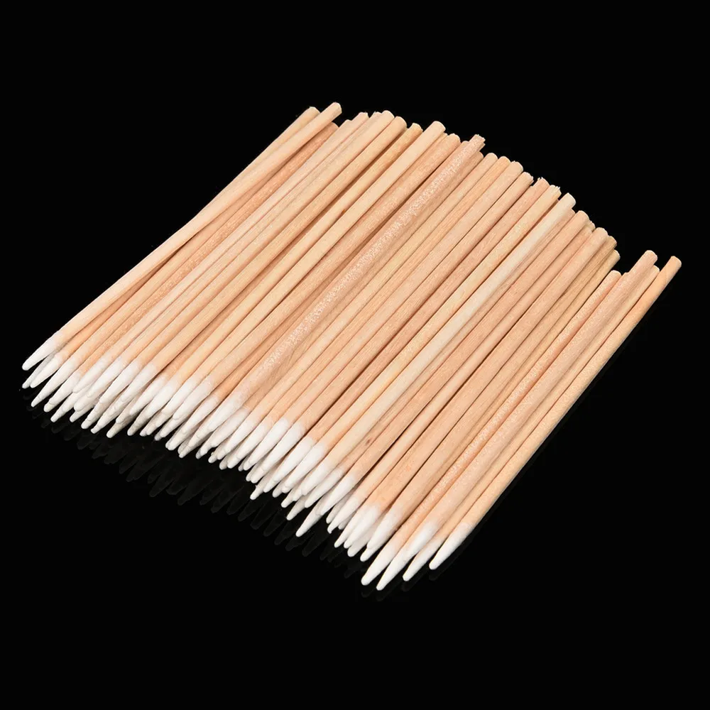 10cm Clean Sticks Buds Tip 100Pcs Wooden Microblading Micro Brushes Swab Lint Free Tattoo Accesories