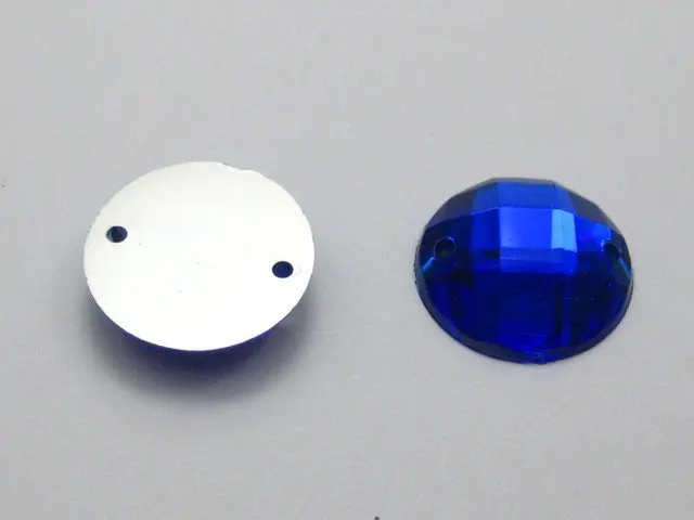 100 Royal Blue Flatback Acrylic Faceted Round Rhinestone Button 16mm Sew on bead