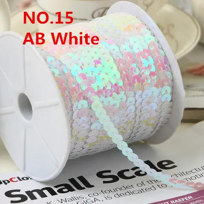 100Yard 6mm AB Plating Color Spangle Sequins Ribbon on Trim,Flat Round Sequin Sewing Paillettes String in Roll For Wedding Craft