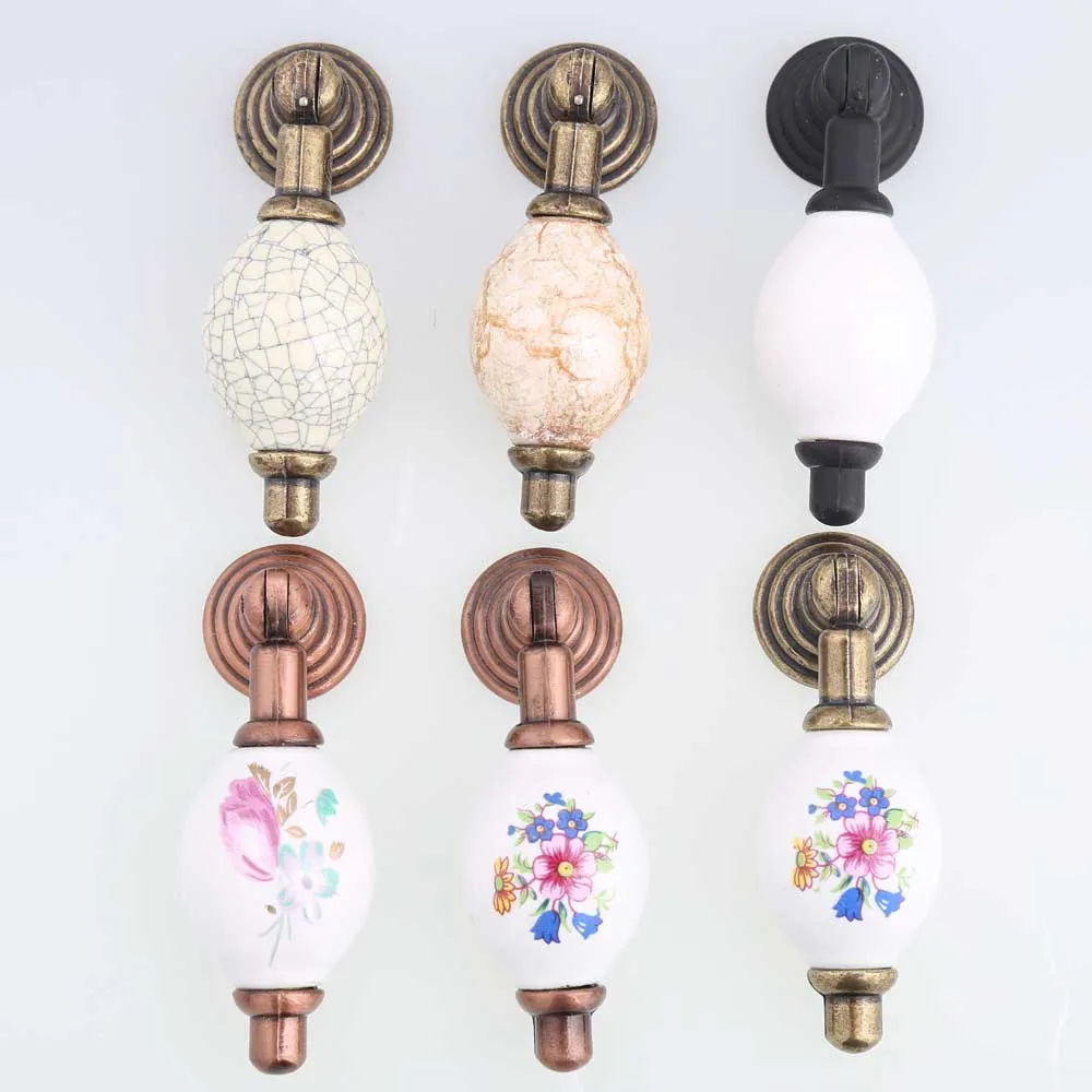 white black shaky drop pendant ceramic drawer cabinet knobs pulls antique brass rural ceramic dresser door handles knobs vintage