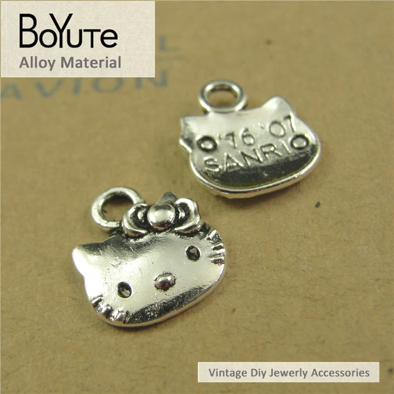 BoYuTe – breloques chats antiques en alliage métallique, 13x11MM, pour la fabrication de bijoux, accessoires de bricolage, vente en gros, 100 pièces/lot