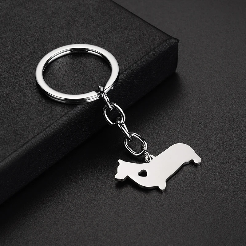 JWEIJIAO German Short Legged Corgi Charms Keychain For Women Men Girls Metal Dog Pendant Bag Charm Car Key Ring Holder  SKU09