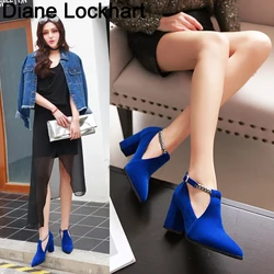 Women Pumps High Heels Ladies Shoes Elegant Pointed Toe Wedding Female Shoes 2024 Spring Fashion Size 42 43 Blue Black 31 32 33