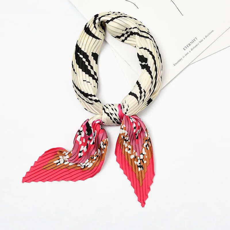 

Zebra Print Small Silk Head Scarf Women Bandana Crinkle Soft Elegant Neckwear Decoration [3961]