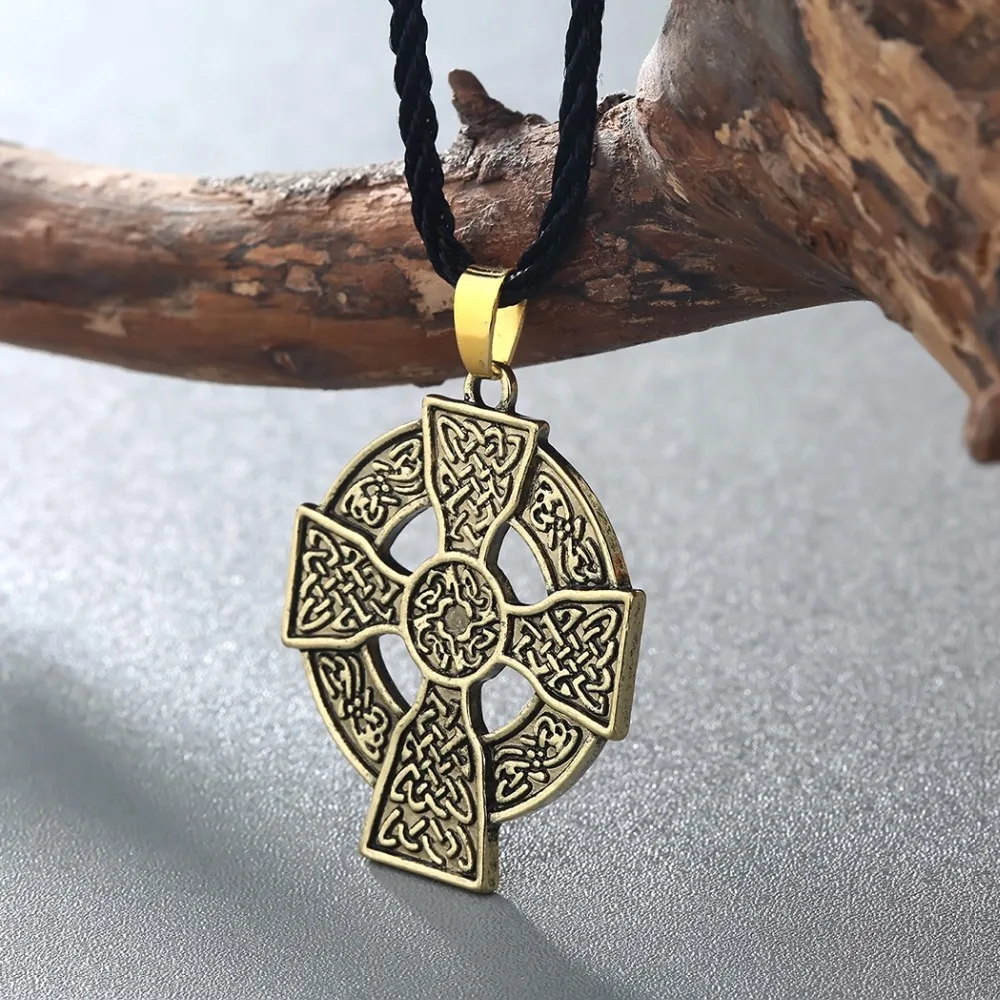 Cxwind Vintage Armeno Croce Nodo Collana Talismano Solare Celtics Armeno Druid Amuleto Pendenti con gemme e perle Collane Dei Monili dropshipping