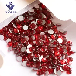 YANRUO 2058NoHF SS16-SS20 Siam Red Rhinestones Nail Art Crystal Flat Back Loose Rhinestones Non Hotfix Diy Gems Stones Dress