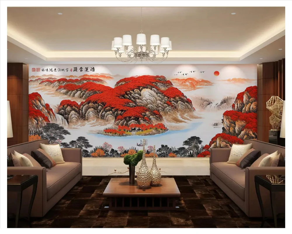 Beibehang ورق حائط سميك حريري حديث الحد الأدنى جديد الحبر الصيني المناظر الطبيعية الديكور اللوحة papel دي parede ثلاثية الأبعاد خلفية #3