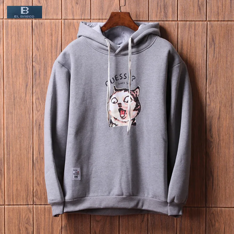 [EL BARCO] Autumn Warm Cotton Dogs 3D Hoodies Men Casual Sweatshirts Grey Khaki Yellow Pink Funny Hip Hop Male Pullover Tops 2XL