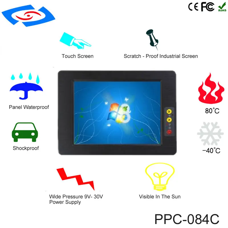 Fanless 8.4 inch Industrial Touch Screen Panel PC Intel Atom N2800 CPU Dual Core For ATM & Advertising Machines & POS System