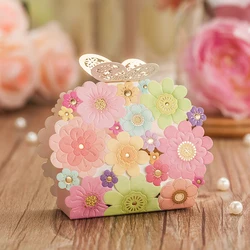 Wedding Favors And Gifts Box Flower Butterfly Favor Boxes Laser Cut Elegant Luxury Wedding Decoration Paper Candy Bag For Guests