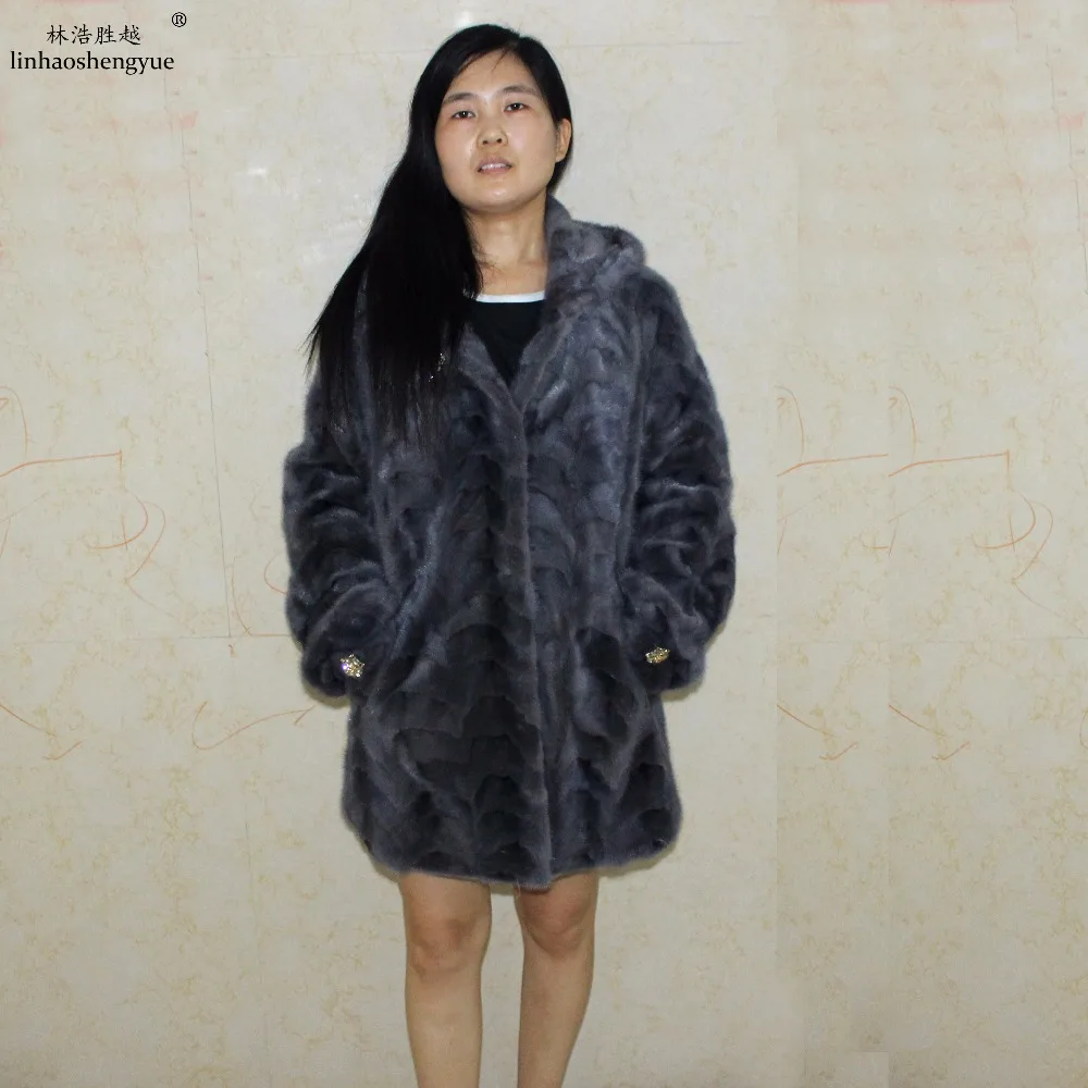 Linhaoshengyue Real Fur  Mink Fur Women Coat Freeshipping Winter Warm Fashion Coat