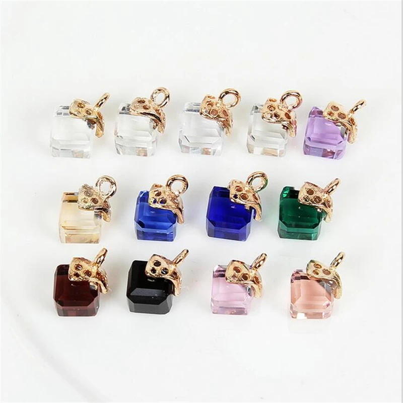 

10pcs/lot new fashion square crystal charms pendants connectors for diy women earrings hairclip material jewelry accessories