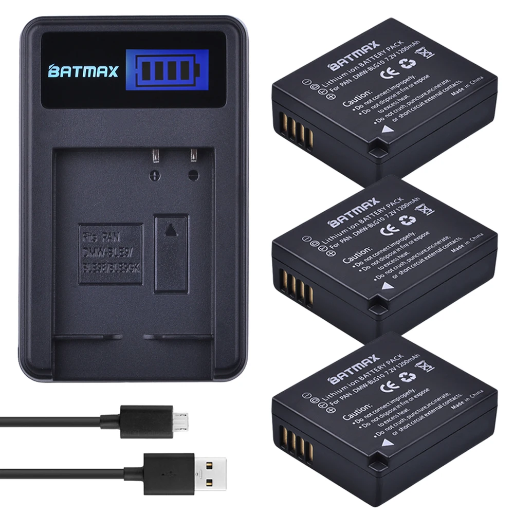 Batmax DMW-BLG10 DMW BLG10 DMW BLE9 Camera Battery+USB LCD Charger For Panasonic DMC GF6 GX7 GF3 GF5 DMW-BLG10GK LX100 GX80 GX85