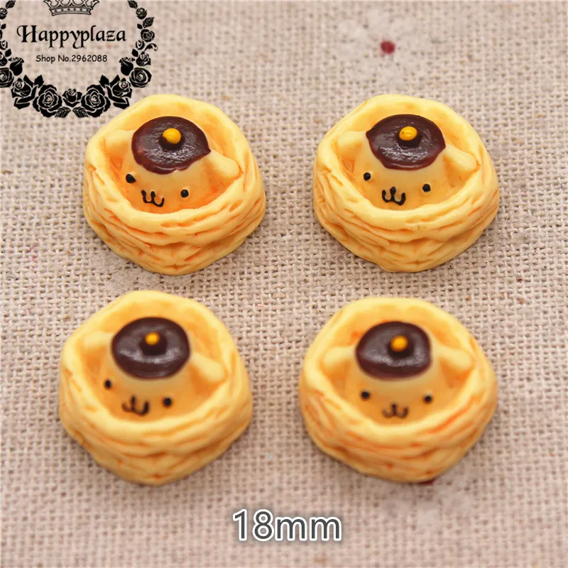 

10pcs 18mm Cute Resin Bear Egg Tart Simulation Food Art Flatback Cabochon DIY Craft Decoration Accessories