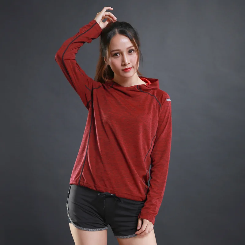 

New Women's Long Sleeve Hoodie Hooded Sweaters for Training Exercise Running Fitness Breathable Elastic Sports T-Shirt Jerseys