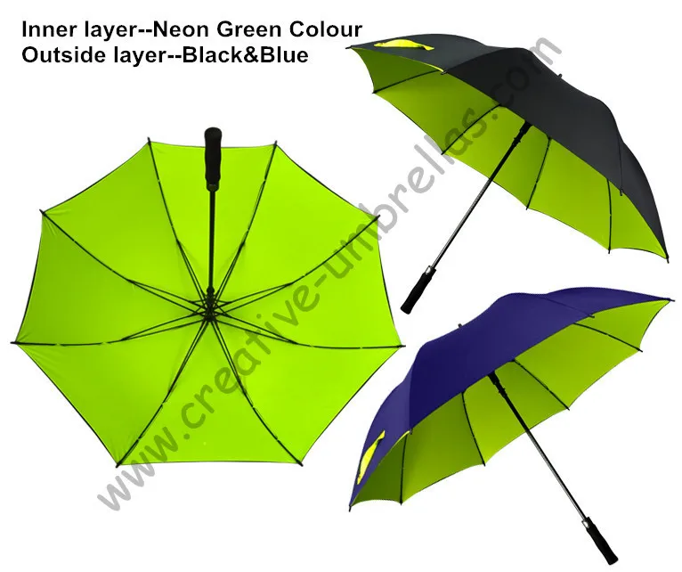 Free shipping diameter 130cm 5pcs/lot 3-4 persons Real two layers fabric golf umbrellas fiberglass,auto open,mix order allowed