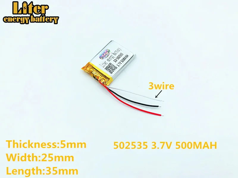 3 drutu 3.7 V 500 mAh 502535 bateria litowo polimerowa bateria li-po akumulator litowo jonowy akumulator baterie do Mp3 MP4 MP5 GPS telefonu