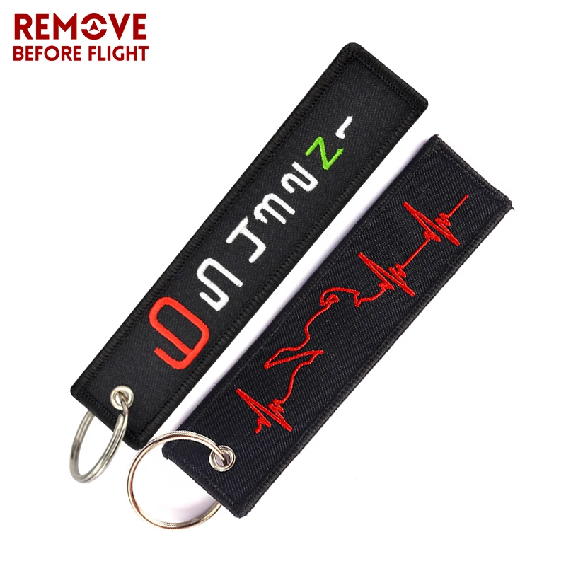 Fashionable Embroidery Chain Keychain Cool Biker Heartbeat Keychain for Motorcycles Cars Key Chains  6 5 4 3 2 N Stalls Key Tag