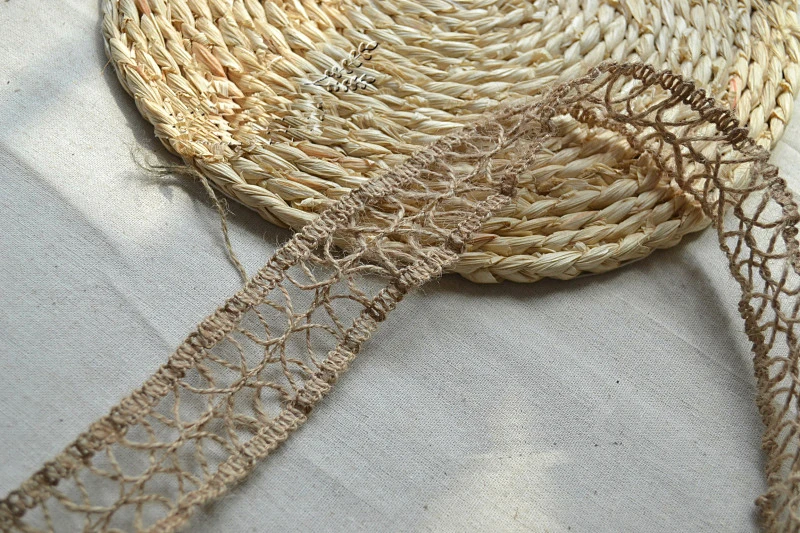 Favourite zakka new Natural COLOR Jute Rope wide 4.5cmX10M rope hollow wave lace handmade lace accessories DIY material