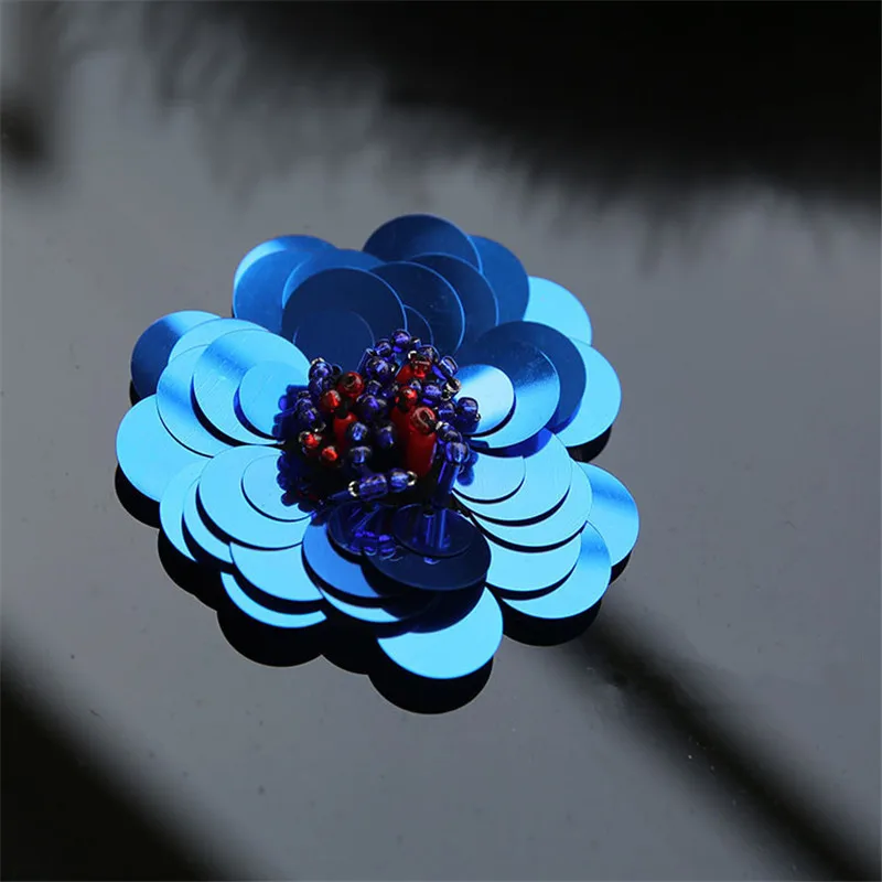 1 PCS Big Sequin Patches Beaded Cloth Flowers DIY Clothing Accessories Sweater Decorated 3D Flower Patch