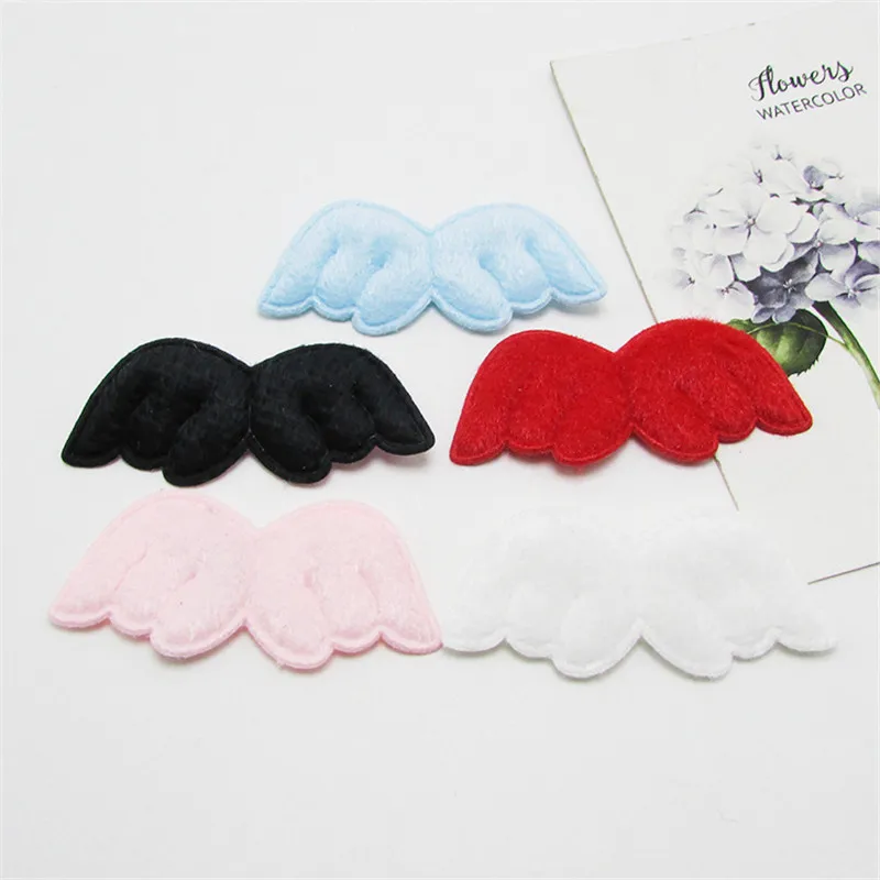 5x2.2cm 60pcs/lot furry felt Angel wing appliques for clothing DIY handmade Children Hair Accessories and Clothes Sewing