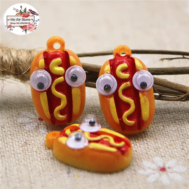 hot dog/French fries/milk/hamburger 10PCS Resin Flatback Miniature Food Art Supply Decoration Charm Craft