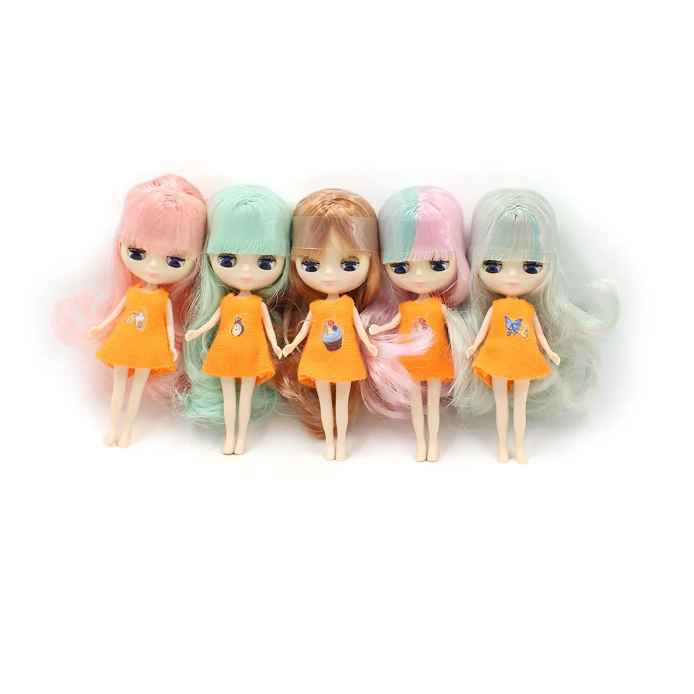 DBS Mini blyth doll colourful bangs hairs nude factory doll Suitable for diy change makeup 11cm fashion girl toys