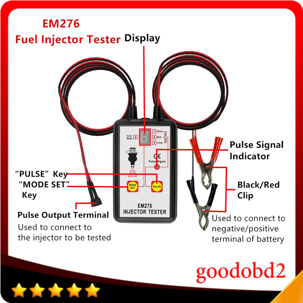 Car Fuel Pressure Tester EM276 Injector Tester Fuel Injector 4 Pluse Modes Tester Powerful Fuel Pump System Diagnostics Analyzer