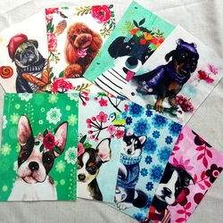 Syunss New 1PCS Lovely Dog Printed Hand Dyed Cotton Linen Fabric Telas Sewing DIY Patchwork Hand Embroidery Quilting Bags Tecido