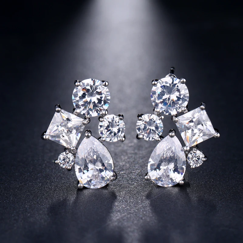 EMMAYA Trendy Fashion Jewelry Brand Cz Crystal Earrings Wedding Statement Stud Earrings For Women