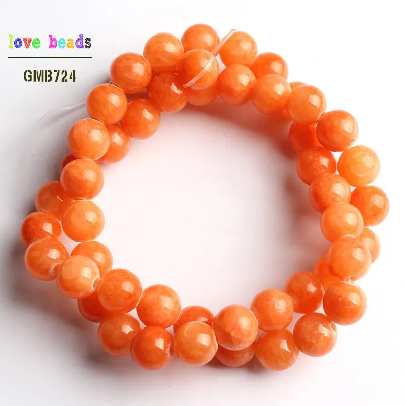 Wholesale Orange Jades Loose Round Stone Beads for Jewelry Making DIY Bracelet 15\'\' Strand 6mm 8mm 10mm 12mm